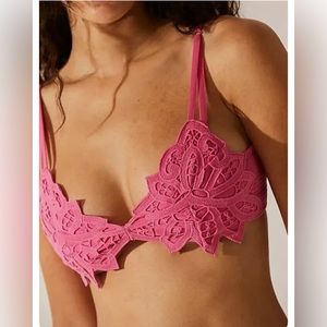 Intimately Free People Bali Soleil Bralette Cropped Top Floral Smocked Pink XS